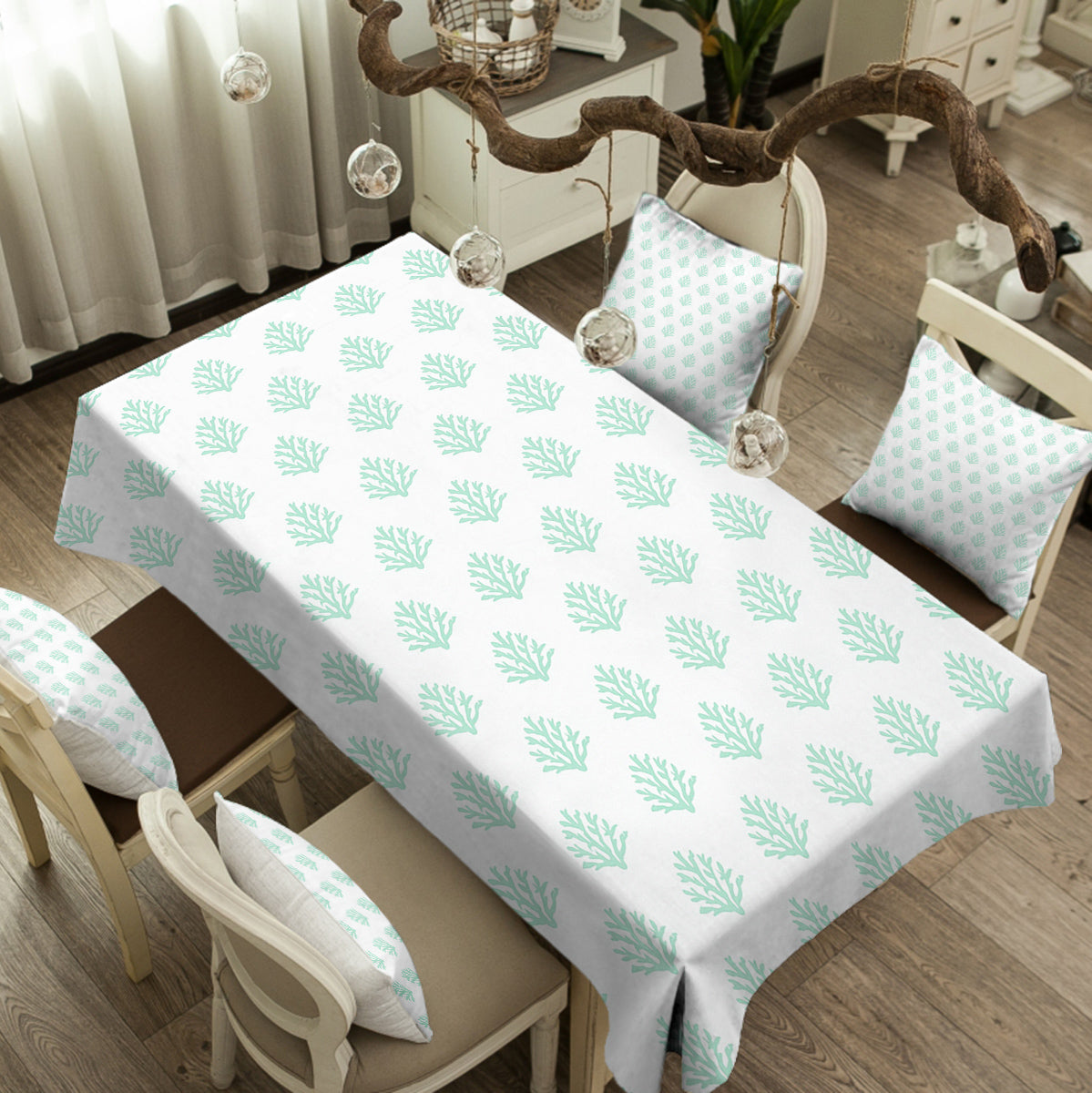 Coral Mint Tablecloth