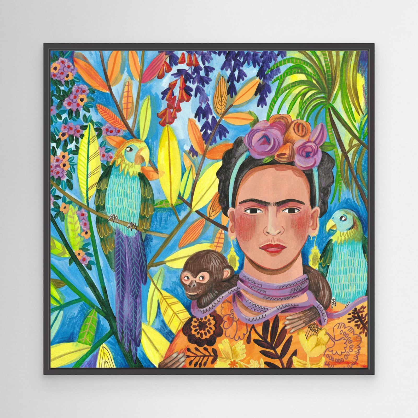 Canvas Print - Frida and her Parrots by Caroline Bonne Müller
