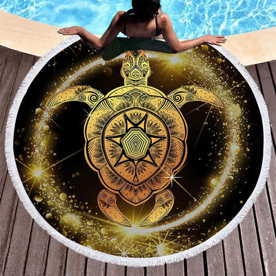 The Astro Turtle Round Beach Towel