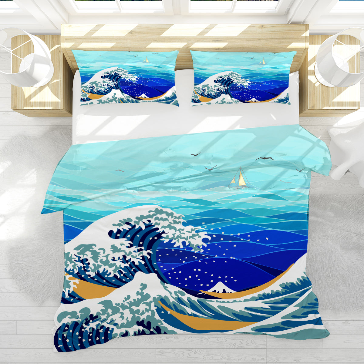 The Great Wave Reversible Bed Cover Set