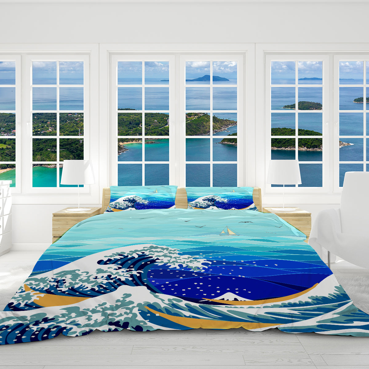 The Great Wave Reversible Bed Cover Set