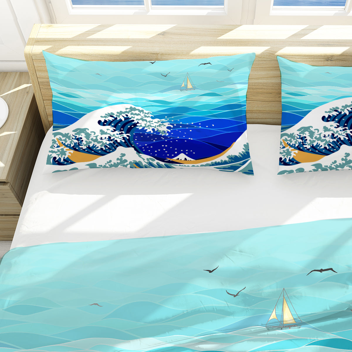 The Great Wave Reversible Bed Cover Set