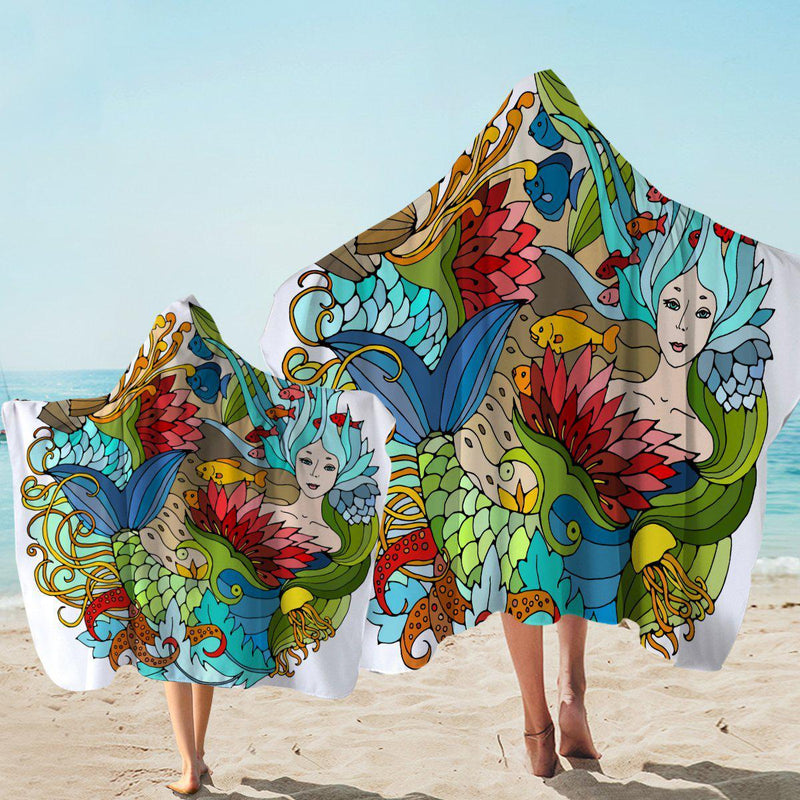 The Happy Mermaid Hooded Beach Towel for Kids