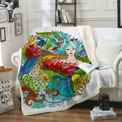 The Happy Mermaid Soft Sherpa Blanket