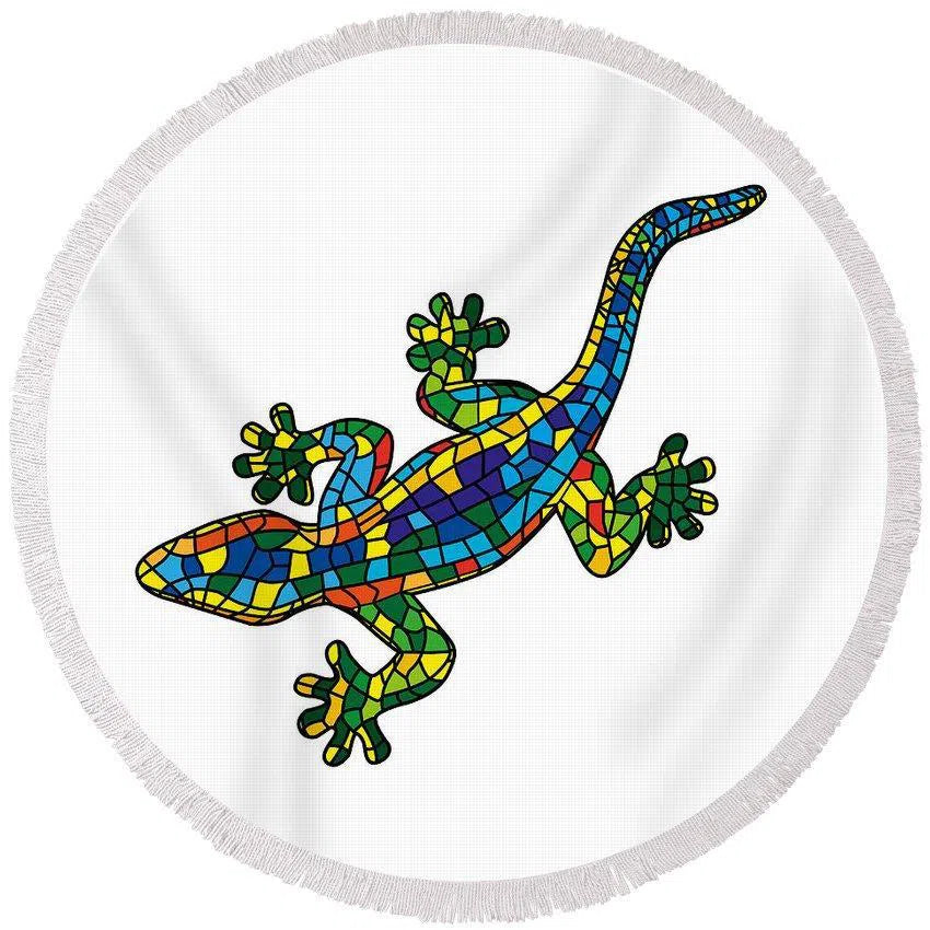 The Lucky Gecko Round Beach Towel