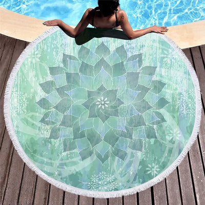 The Ocean Hues Round Beach Towel