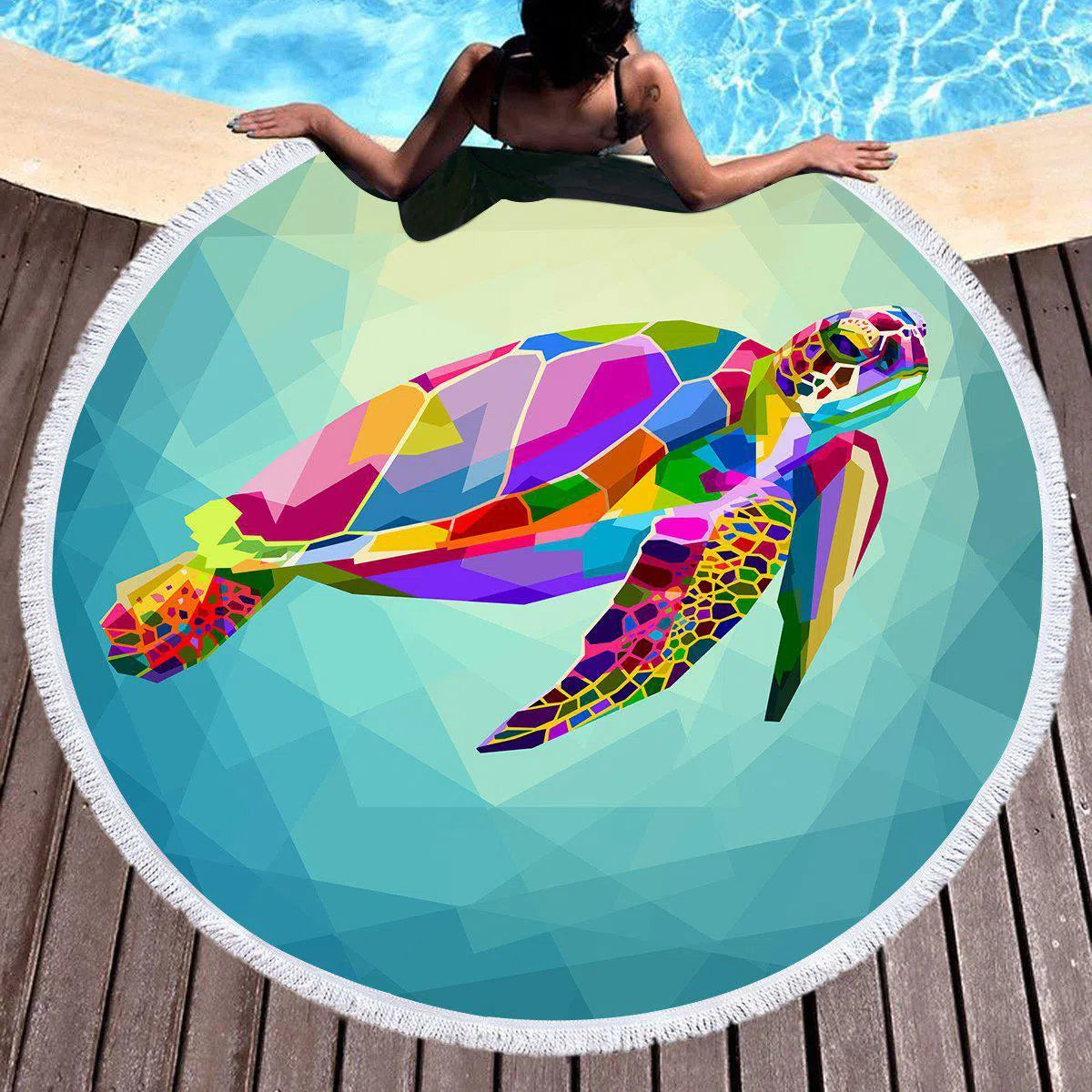 The Original Maui Sea Turtle Round Beach Towel