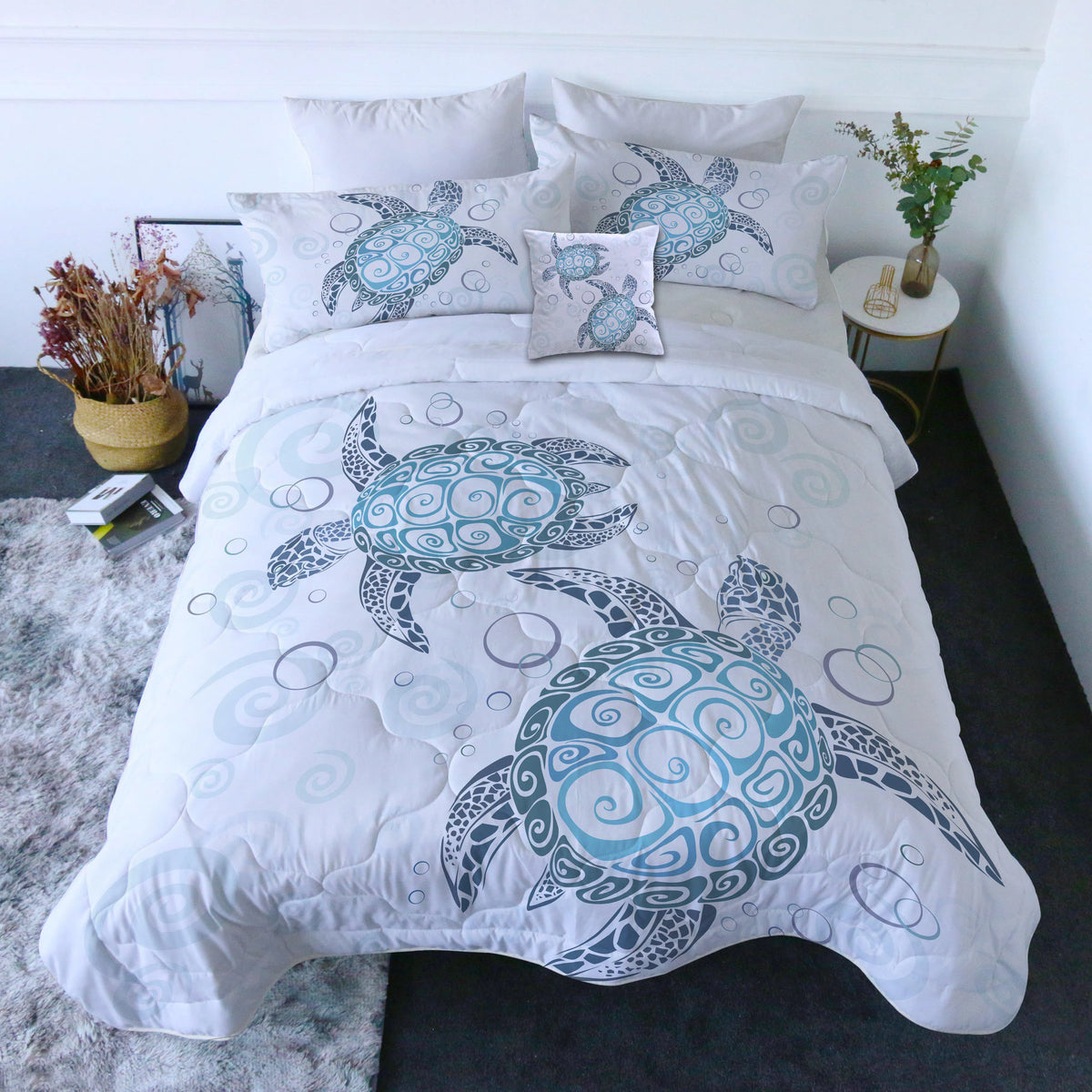 The Sea Turtle Twist Comforter with Shams and Pillow Cover