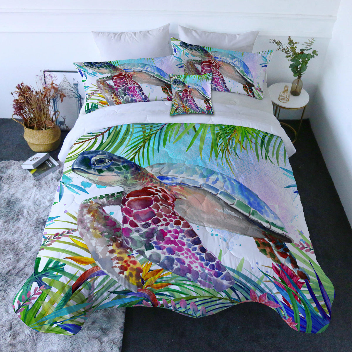 The Tropical Sea Turtle Comforter with Shams and Pillow Cover