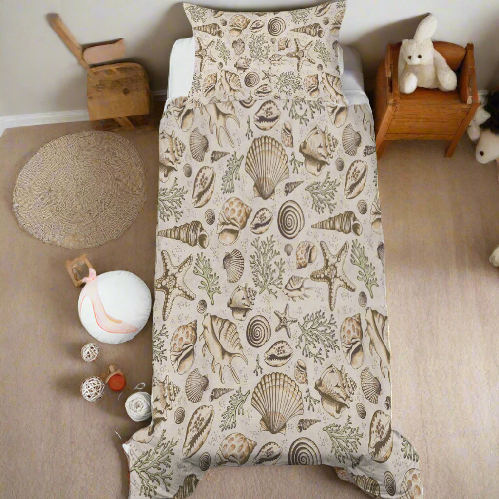Brown Seashells Toddler Bed Set