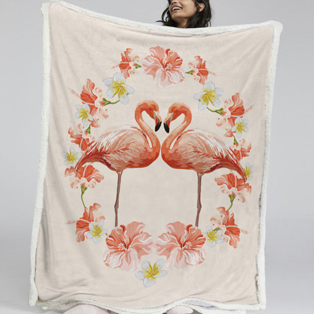 Flamingo and Hibiscus Passion Bedspread Blanket