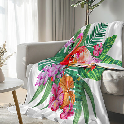 Tropical Flamingo Flannel Fleece Blanket