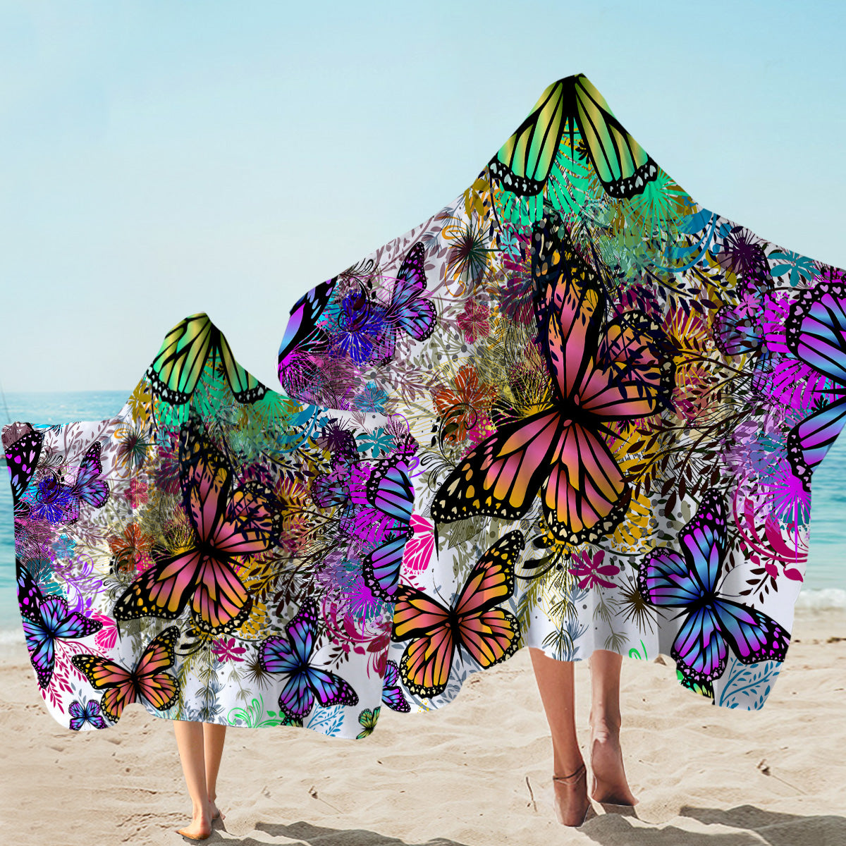 Tropical Butterflies Hooded Towel