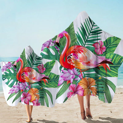 Tropical Flamingo Hooded Towel