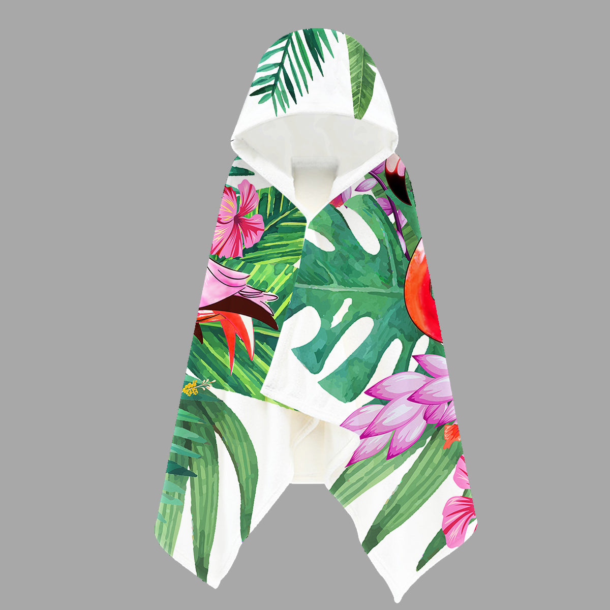 Tropical Flamingo Hooded Beach Towel for Kids