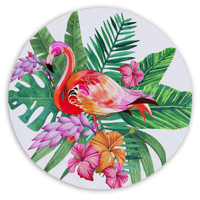 Tropical Flamingo Round Sand-Free Towel