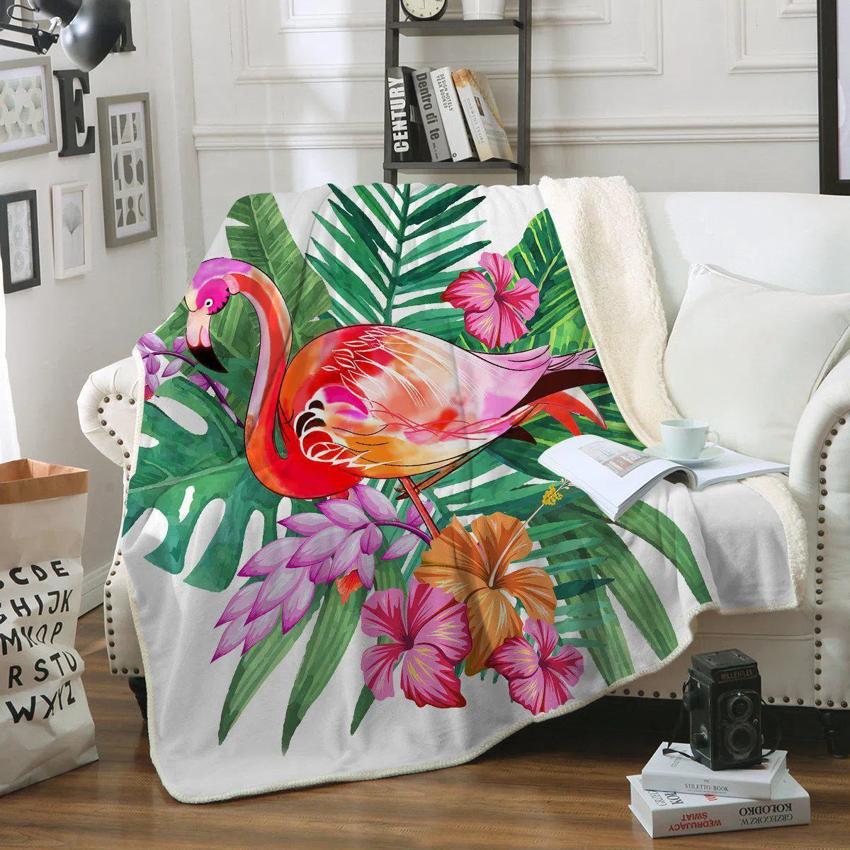 Tropical Flamingo Soft Sherpa Blanket