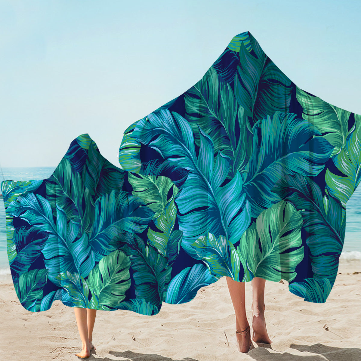 Tropical Leaves Hooded Towel