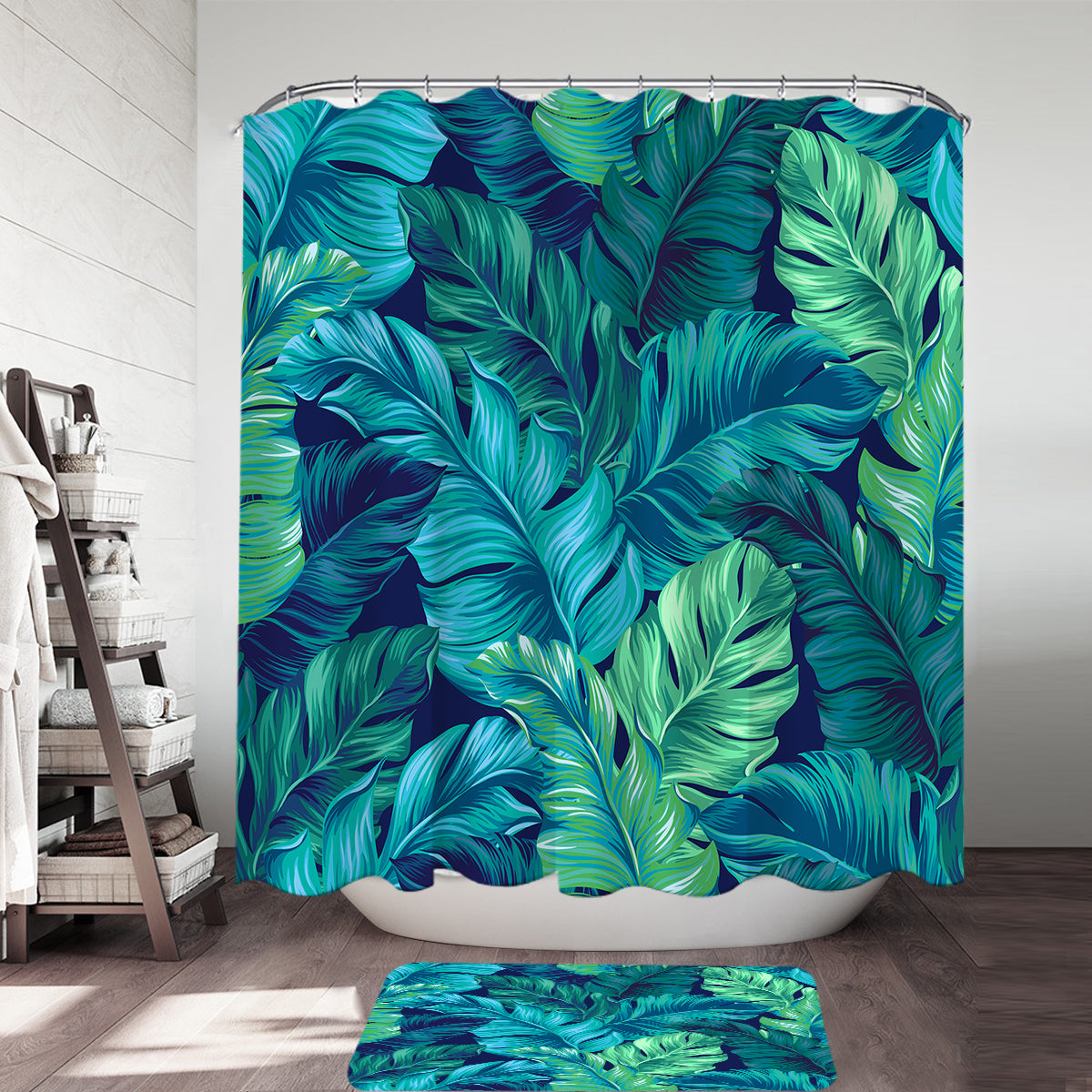 Tropical Leaves Shower Curtain
