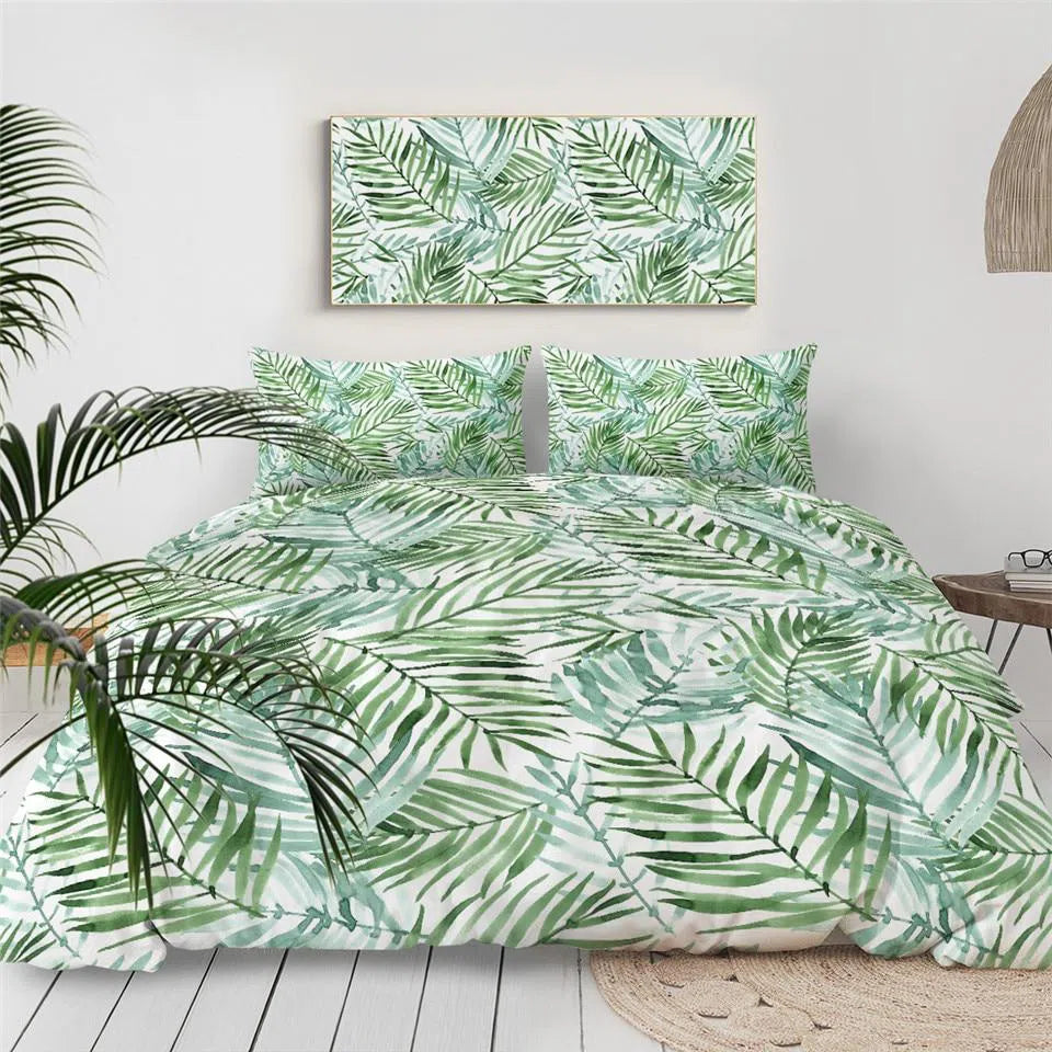 Tropical Palm Leaves Duvet Cover Set