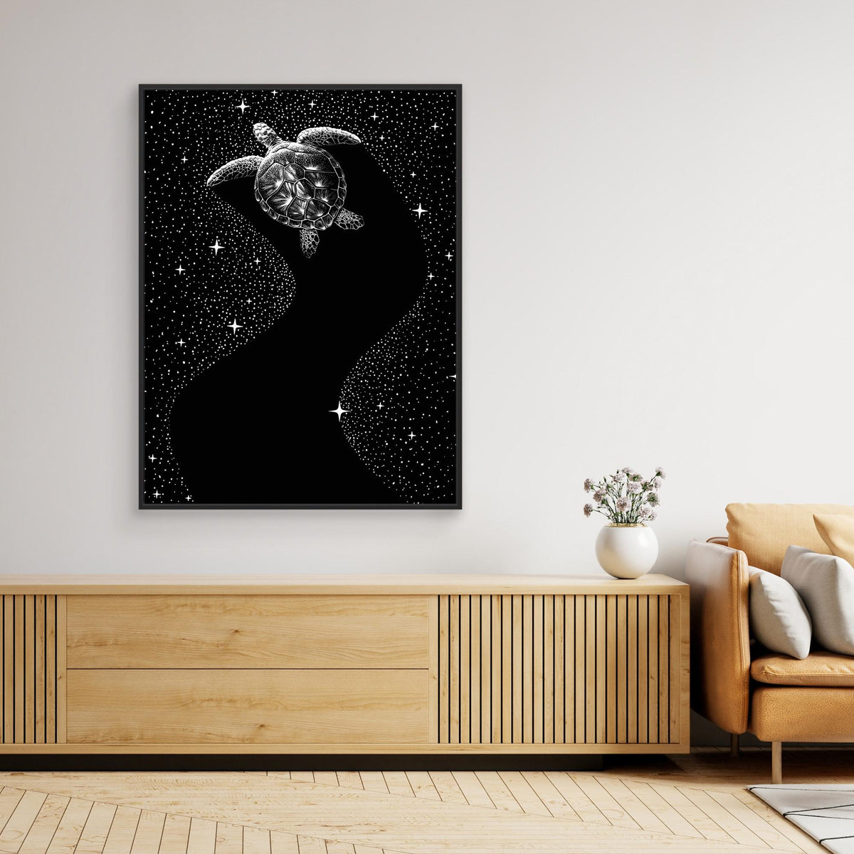Canvas Print - Starry Turtle (Black Version) by Alirıza çakir