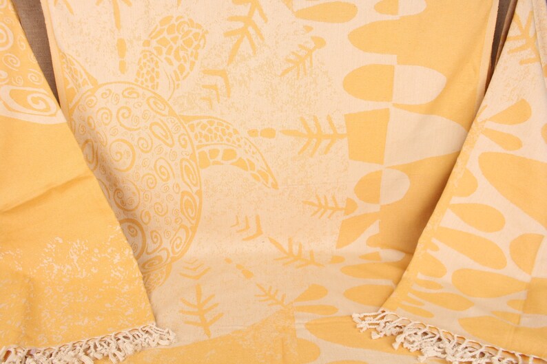 Mustard Turtle Turkish Beach Towel