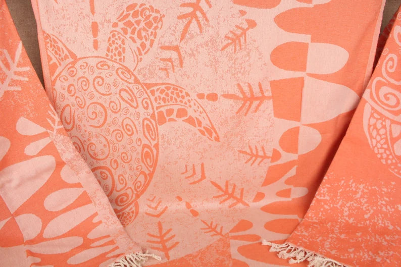 orange Turtle Turkish Beach Towel