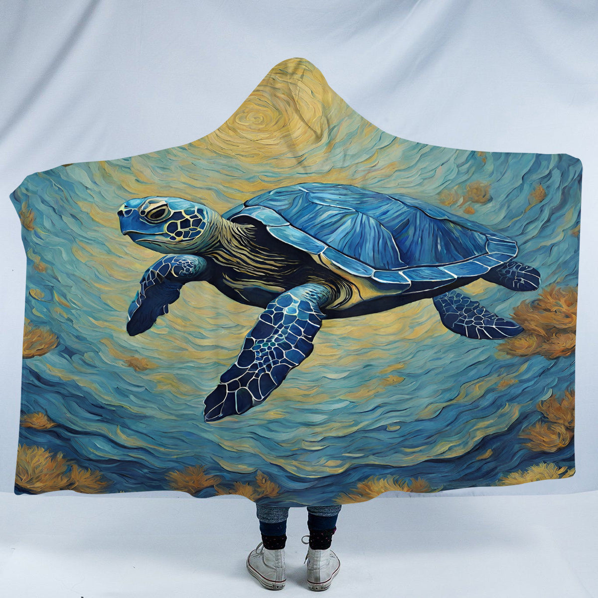 The Artsy Sea Turtle Hooded Blanket