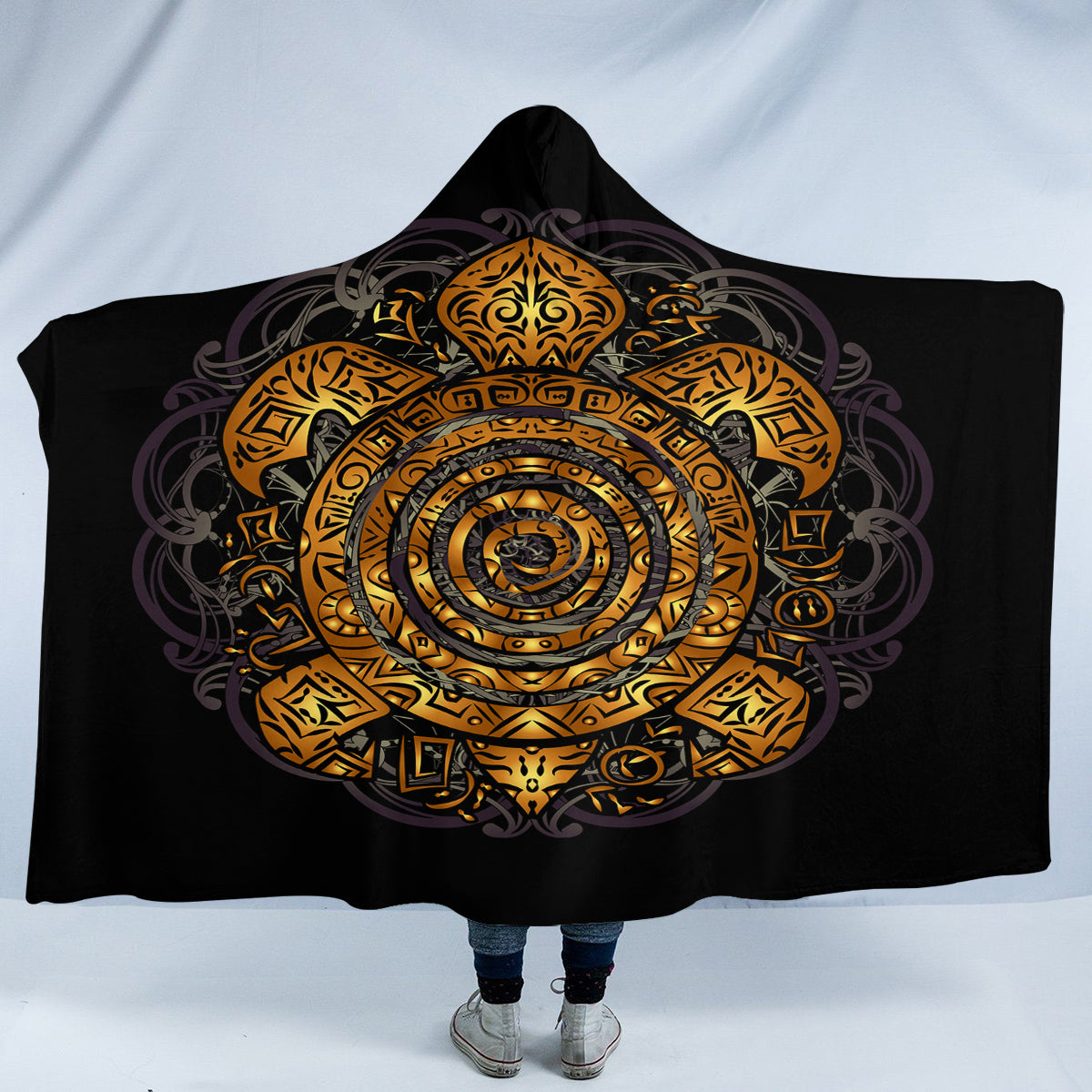 Sea Turtle Maze Hooded Blanket