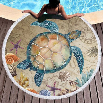 Turtle Island Round Beach Towel