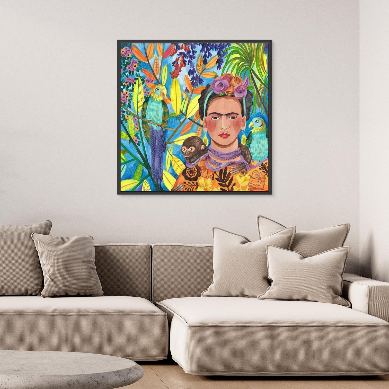 Canvas Print - Frida and her Parrots by Caroline Bonne Müller