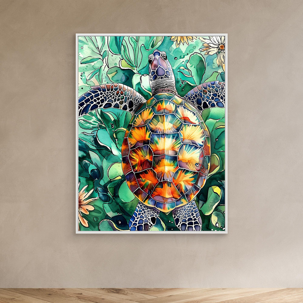 Canvas Print - Turtle Watercolor Animal Art by Justyna Jaszke