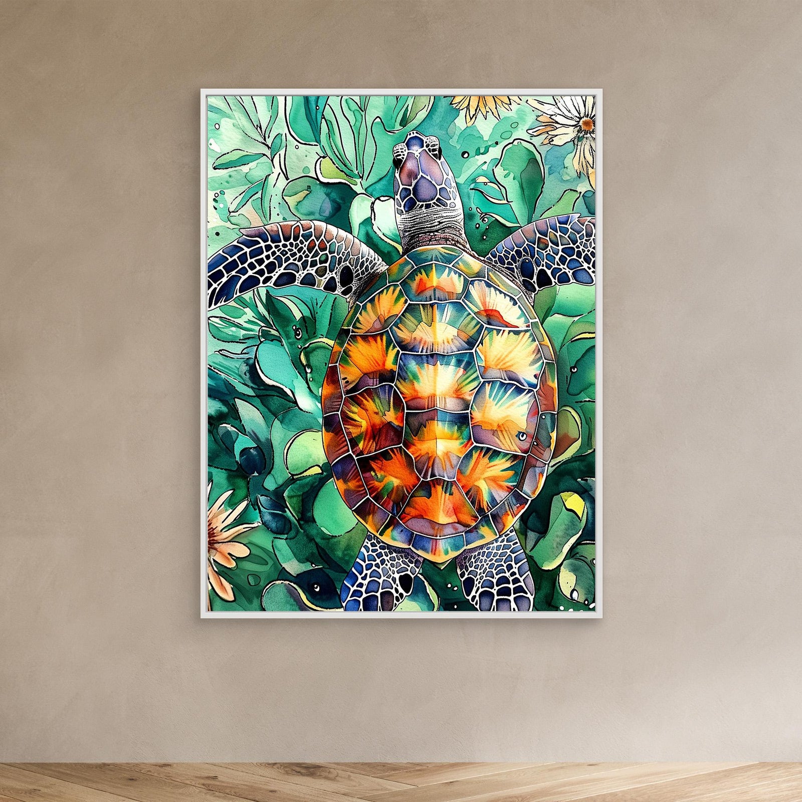 Canvas Print - Turtle Watercolor Animal Art by Justyna Jaszke