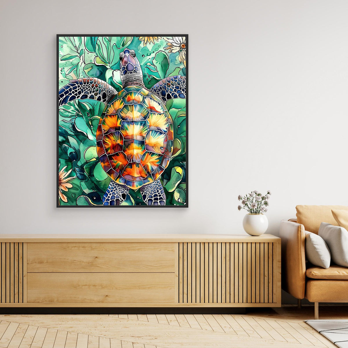 Canvas Print - Turtle Watercolor Animal Art by Justyna Jaszke