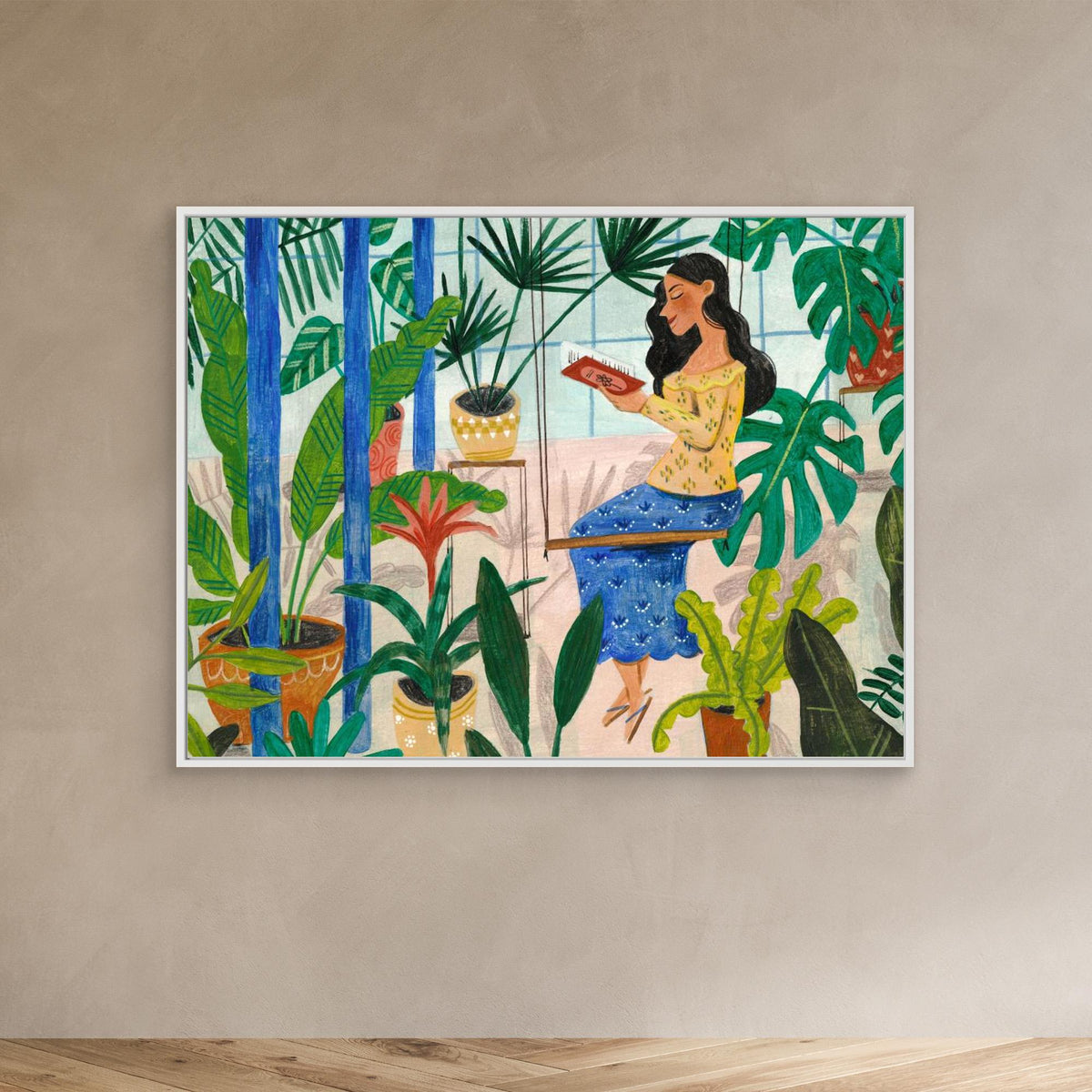 Canvas Print - Reading in the Tropical Greenhouse by Caroline Bonne Müller