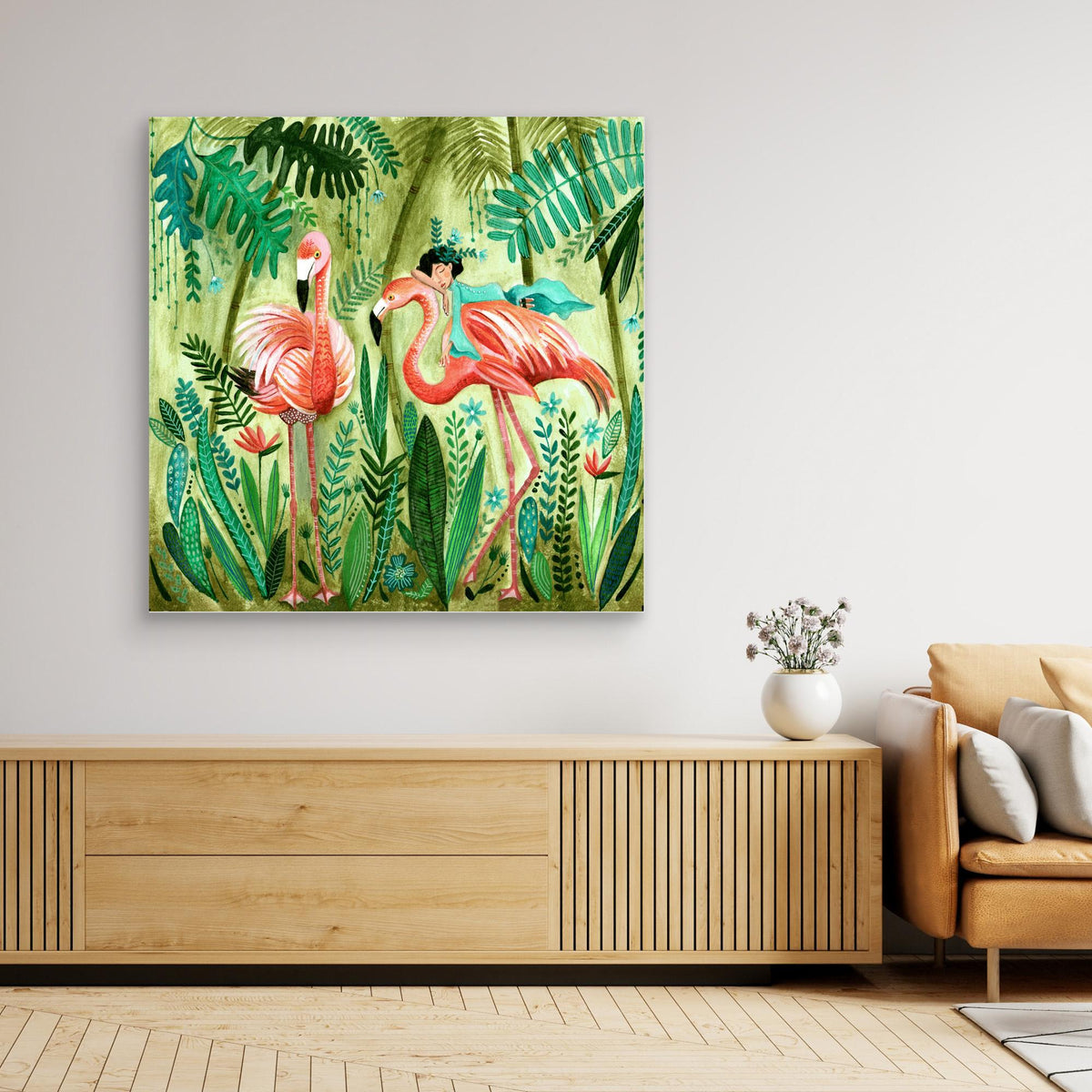 Canvas Print - Flamingo Jungle by Caroline Bonne Müller