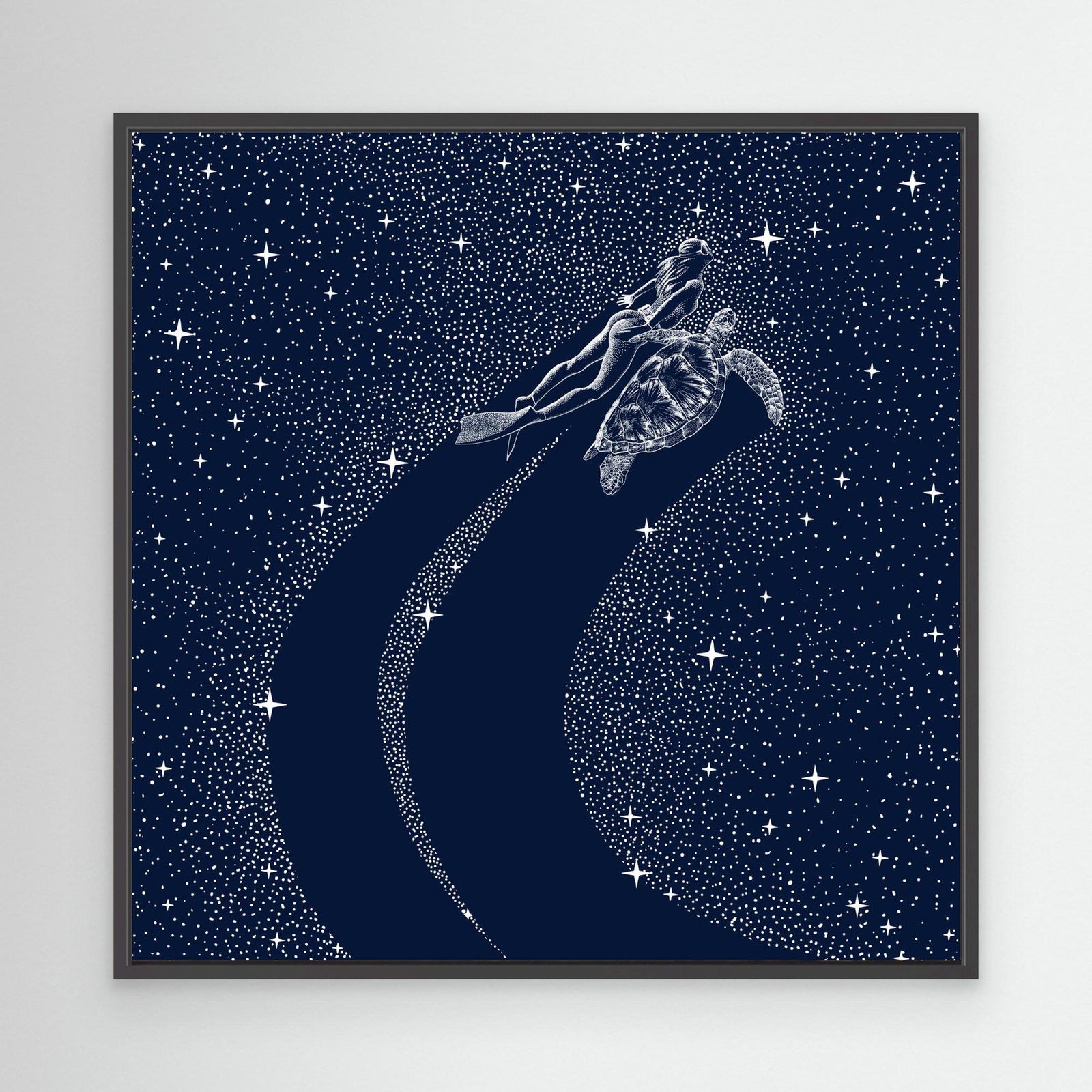 Canvas Print - Starry Turtle and Diver by Alirıza çakir