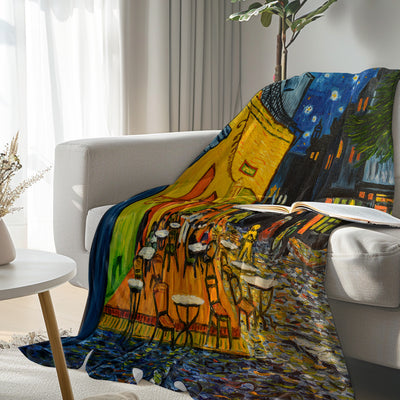 Van Gogh Cafe Terrace Flannel Fleece Blanket