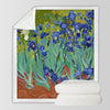 Van Gogh Irises Soft Sherpa Blanket