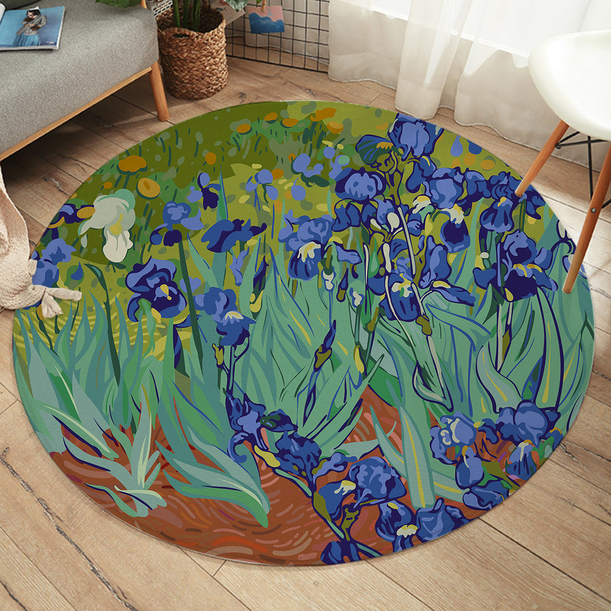 Van Gogh Irises Round Area Rug