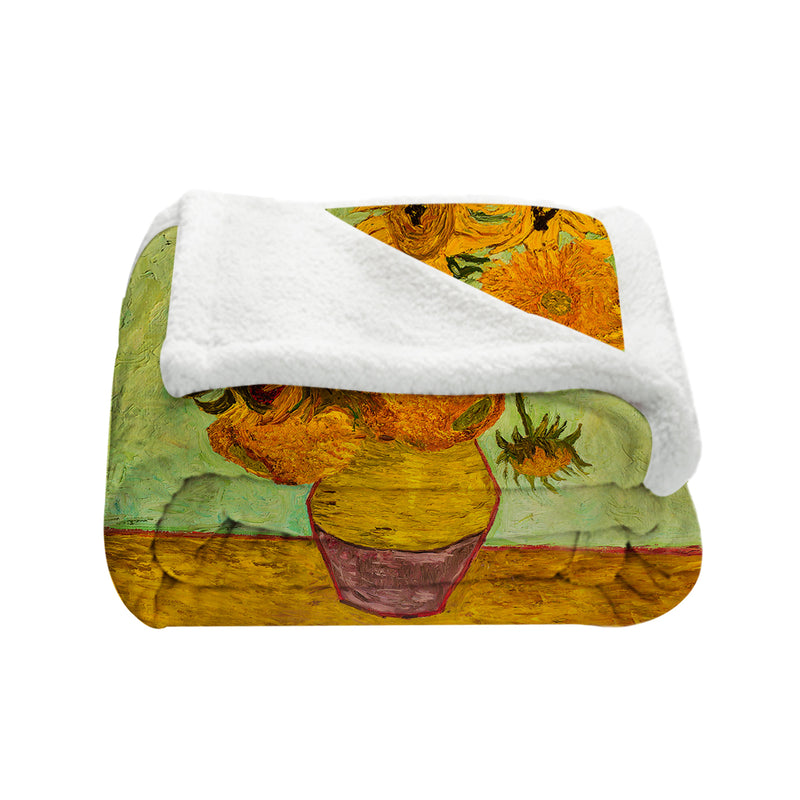 Van Gogh Sunflowers Soft Sherpa Blanket