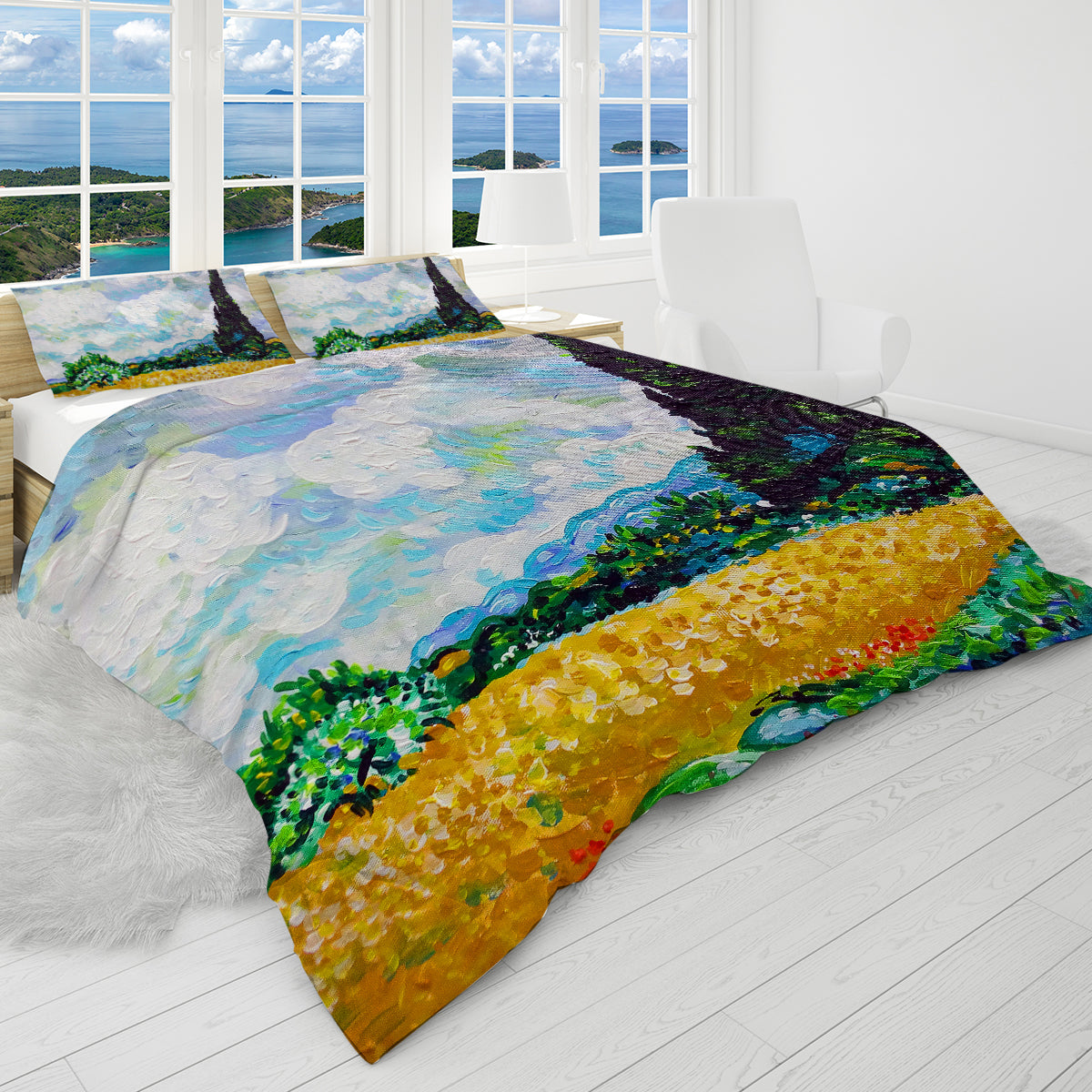 Van Gogh Wheat Fields Reversible Bed Cover Set
