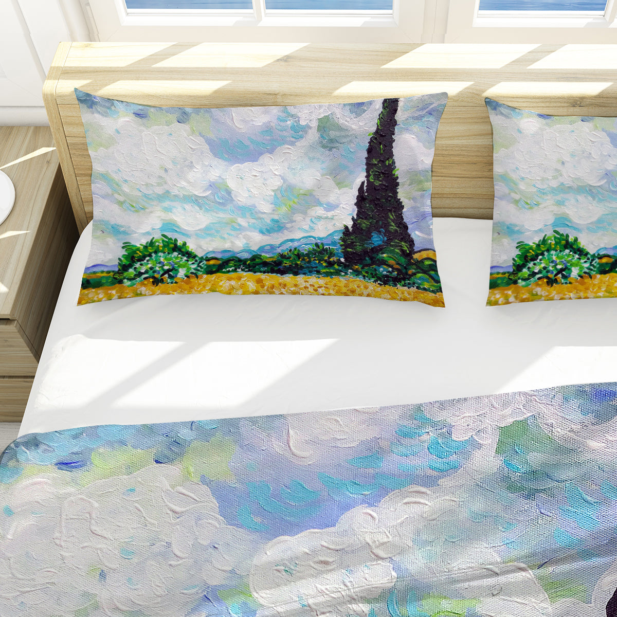 Van Gogh Wheat Fields Reversible Bed Cover Set
