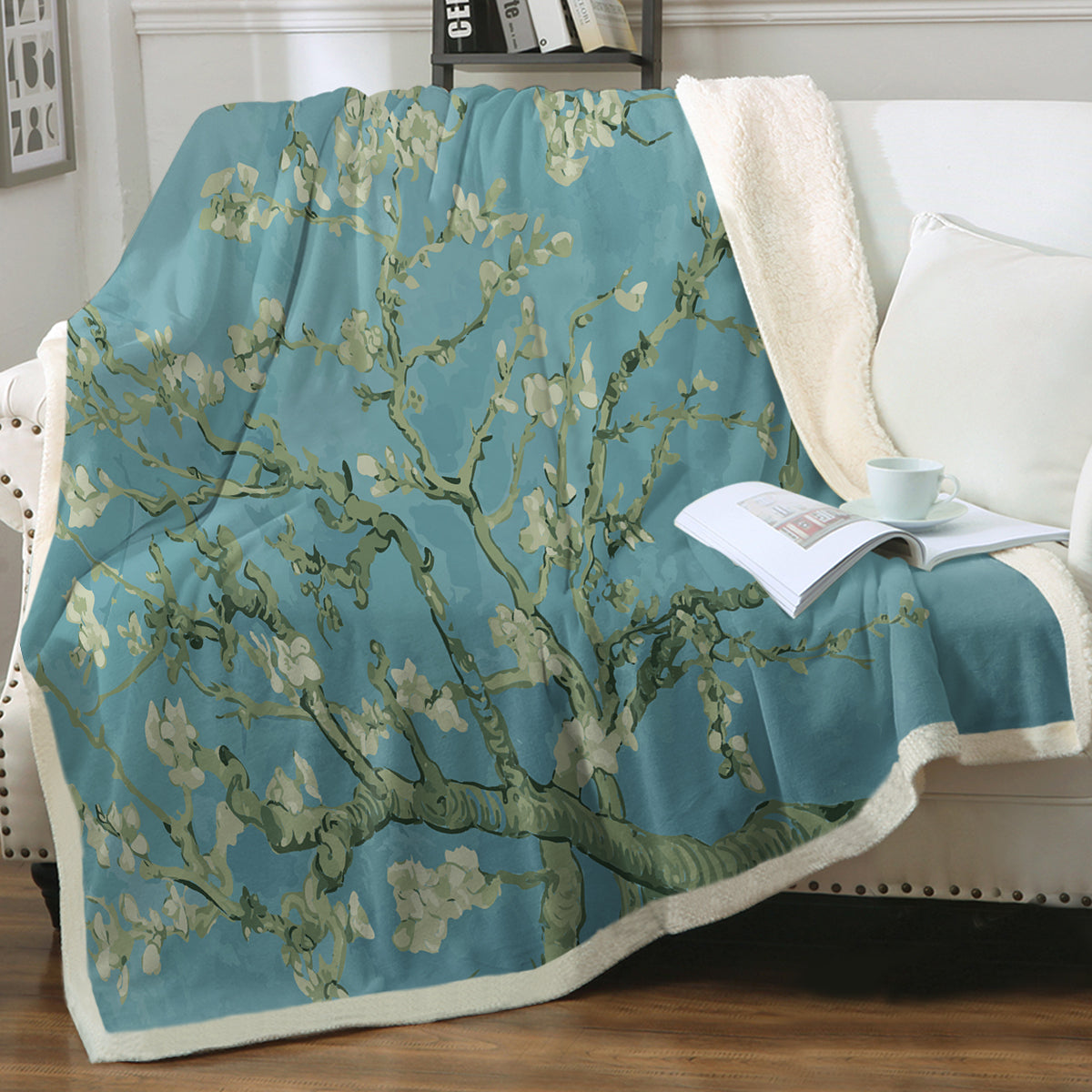 Van Gogh Almond Blossoms Soft Sherpa Blanket