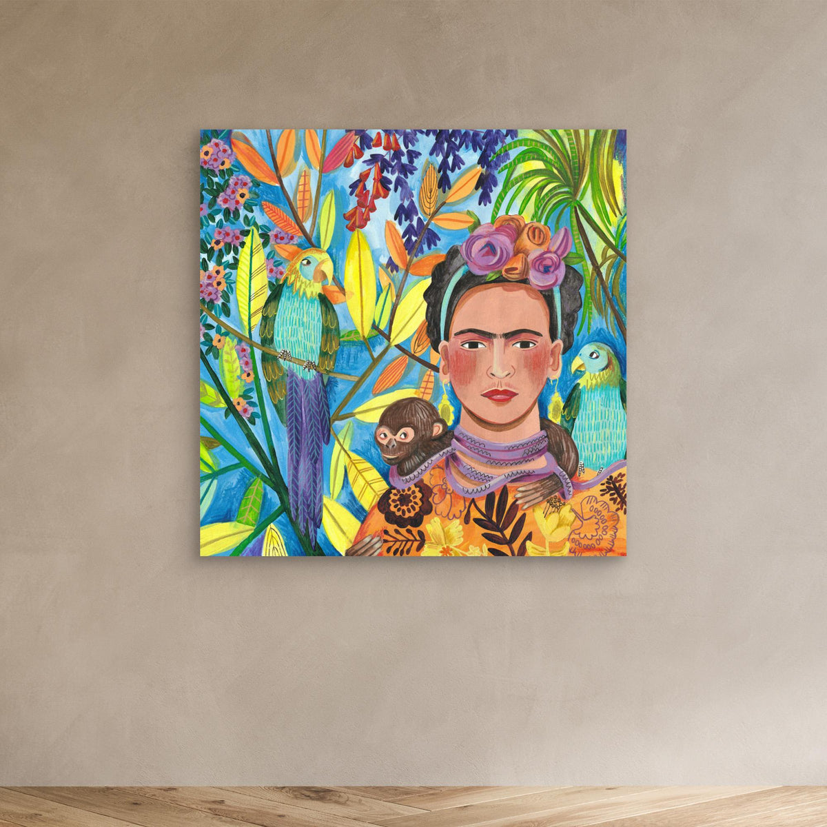 Canvas Print - Frida and her Parrots by Caroline Bonne Müller