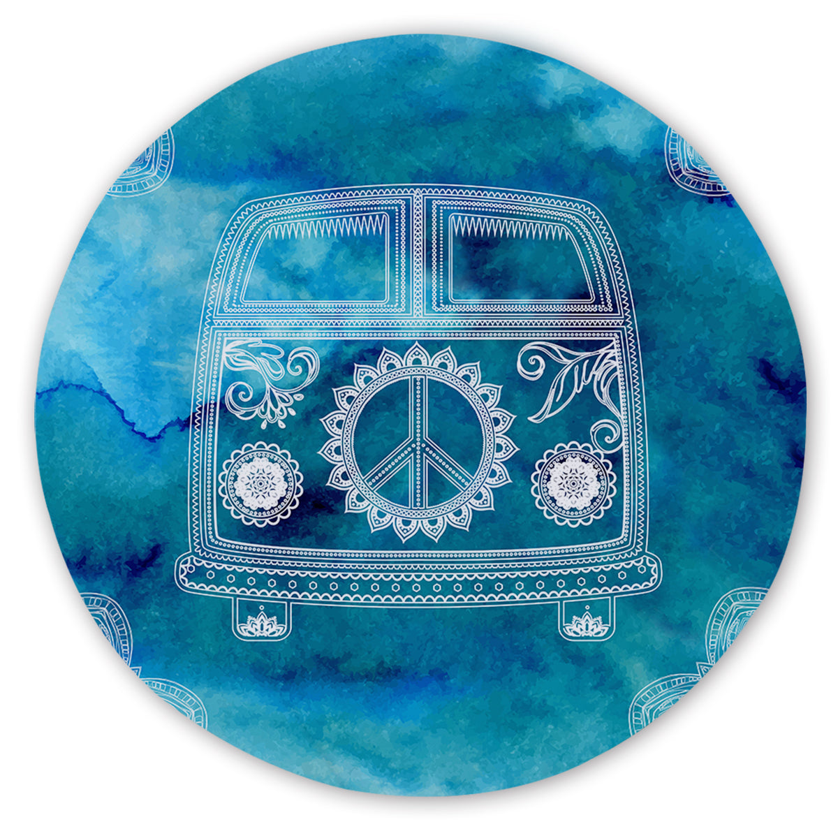 The Beach Bus Round Area Rug