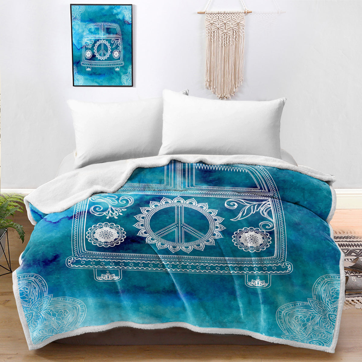 The Beach Bus Bedspread Blanket