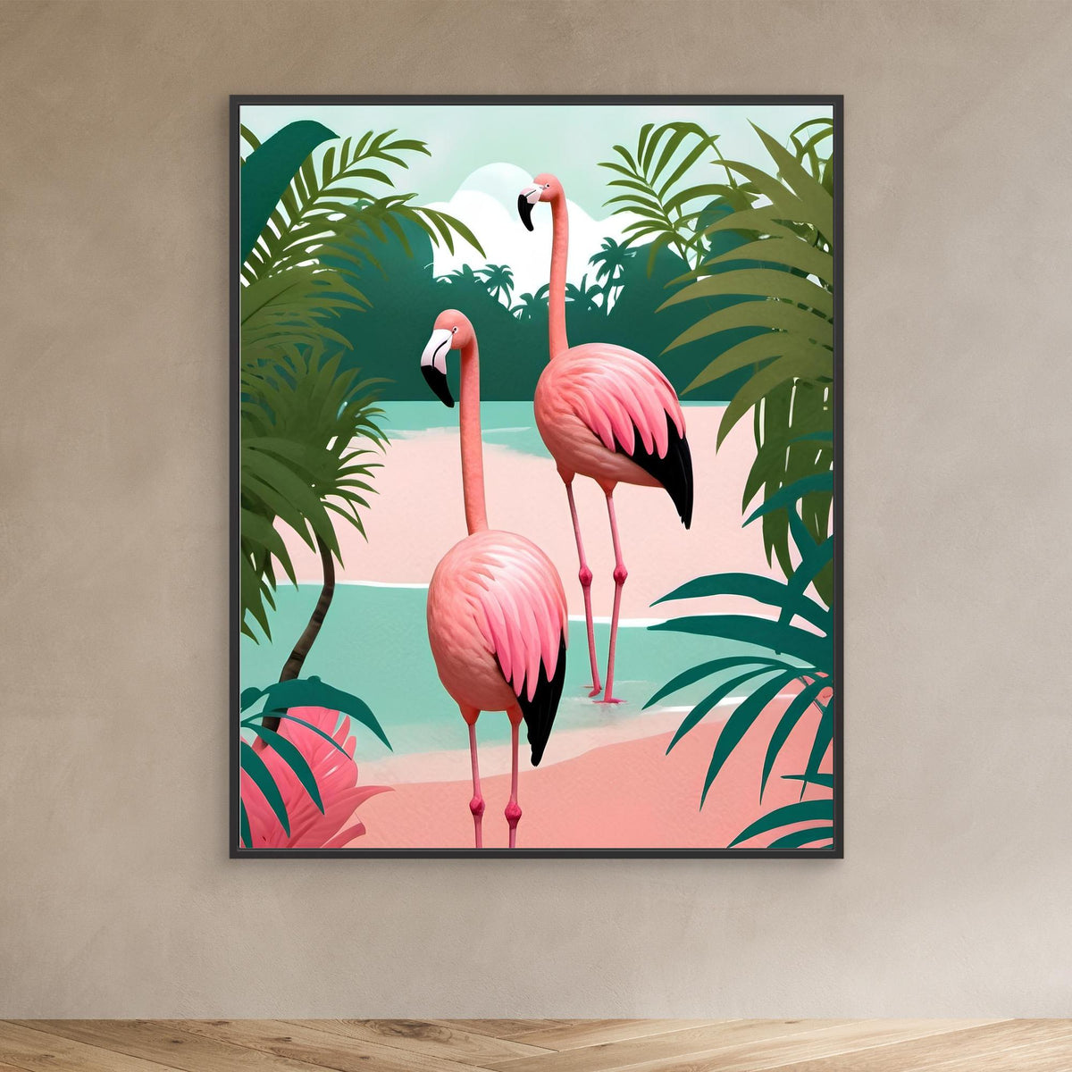 Canvas Print - Tropical Flamingo Paradise by Kintsugi99