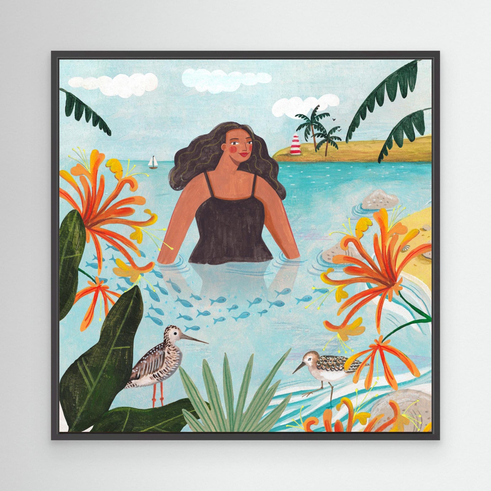 Canvas Print - Walking in the Sea by Caroline Bonne Müller