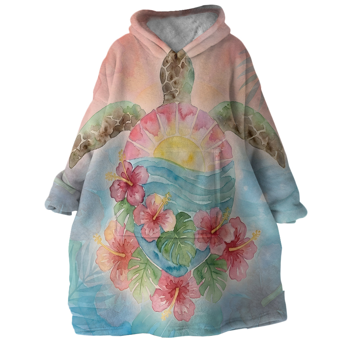 Sea Turtle Sunrise Wearable Blanket Hoodie
